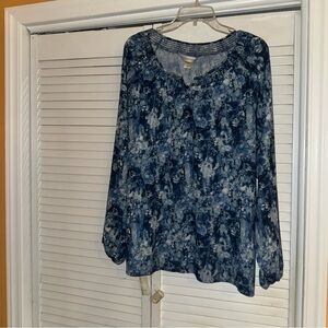 Christopher & Banks Navy Floral Blouse